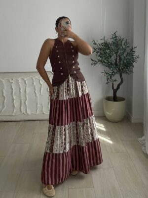 Falda flor/raya