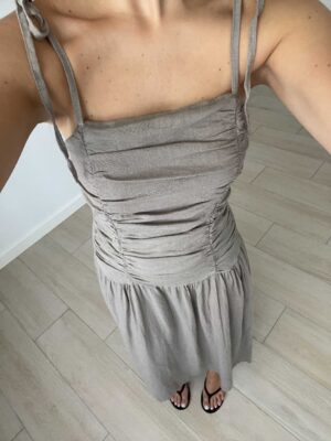 Vestido lino frunces